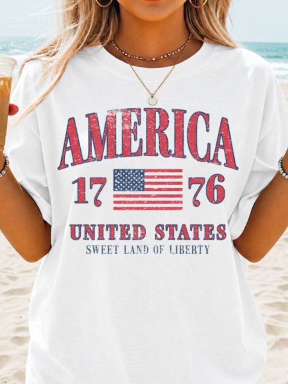 NEW Retro Patriotic America 1776 TShirt USA July 4th Graphic Tee Freedom Shirt